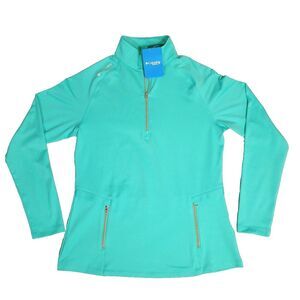 Columbia‎ Omni Wick Outward Nine 1/4 Zip Pullover Green Long Sleeve Womens Sz M